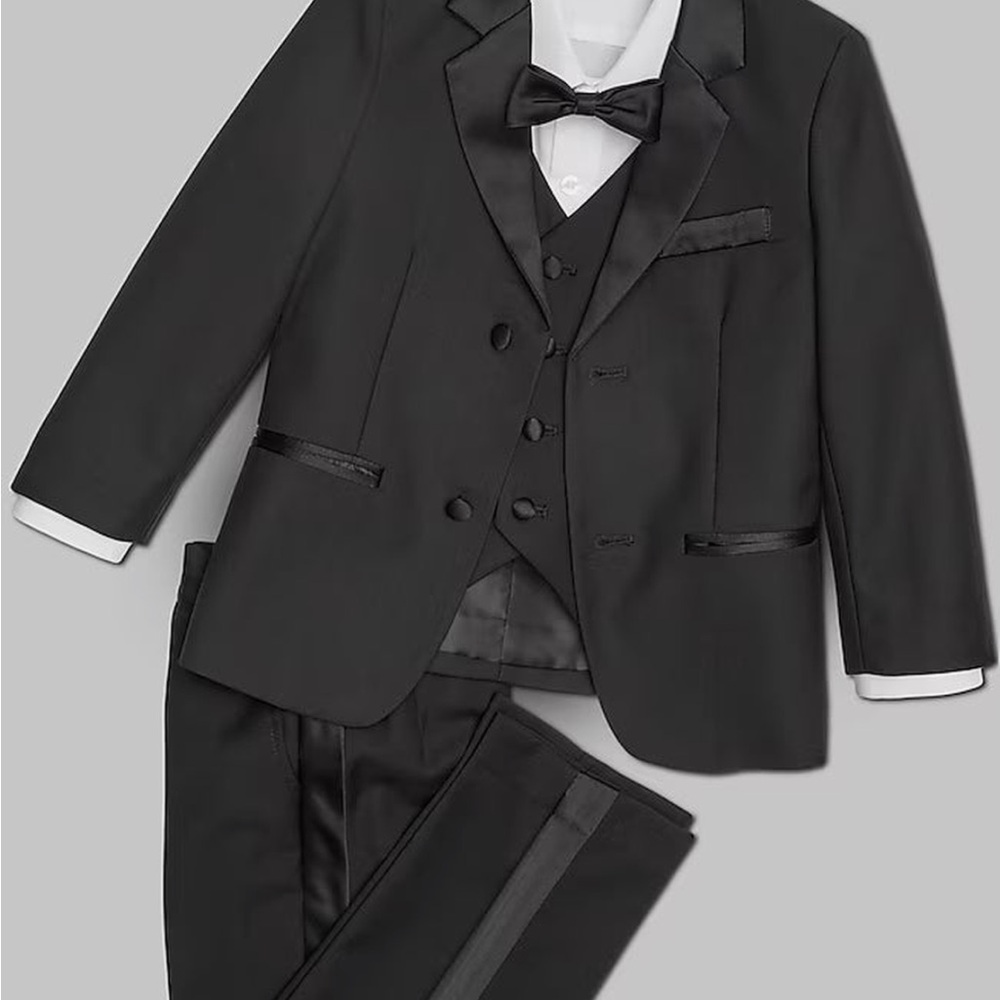 Nordstrom Peanut Butter Collection Classic Black Five Piece Suit with Bow Tie